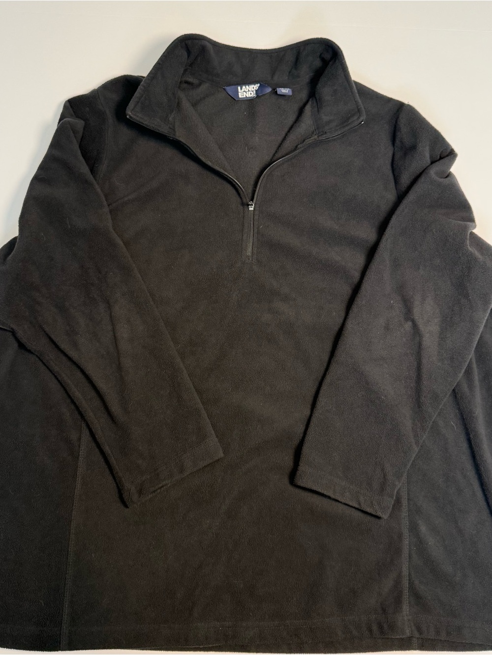Lands' End Women’s Black Lightweight Fleece 1/4 Zip Mock Neck Pullover 3XL